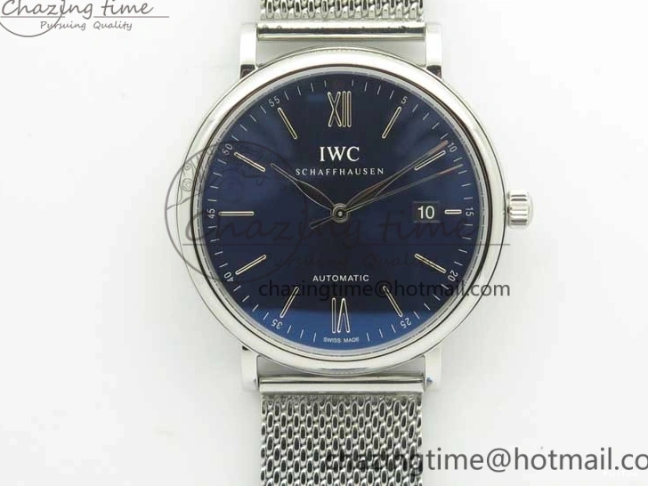 MIROTIME 1218 Portofino IW356501 SS V3 MK 1:1 Best Edition Blue Dial On SS Mesh Bracelet MIYOTA Timeless 7194